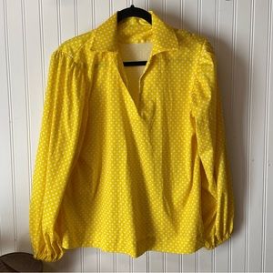 Vintage 70’s yellow polka dot top size large